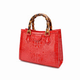 Bambo handle crossbody alligator handbag - FashionByTeresa